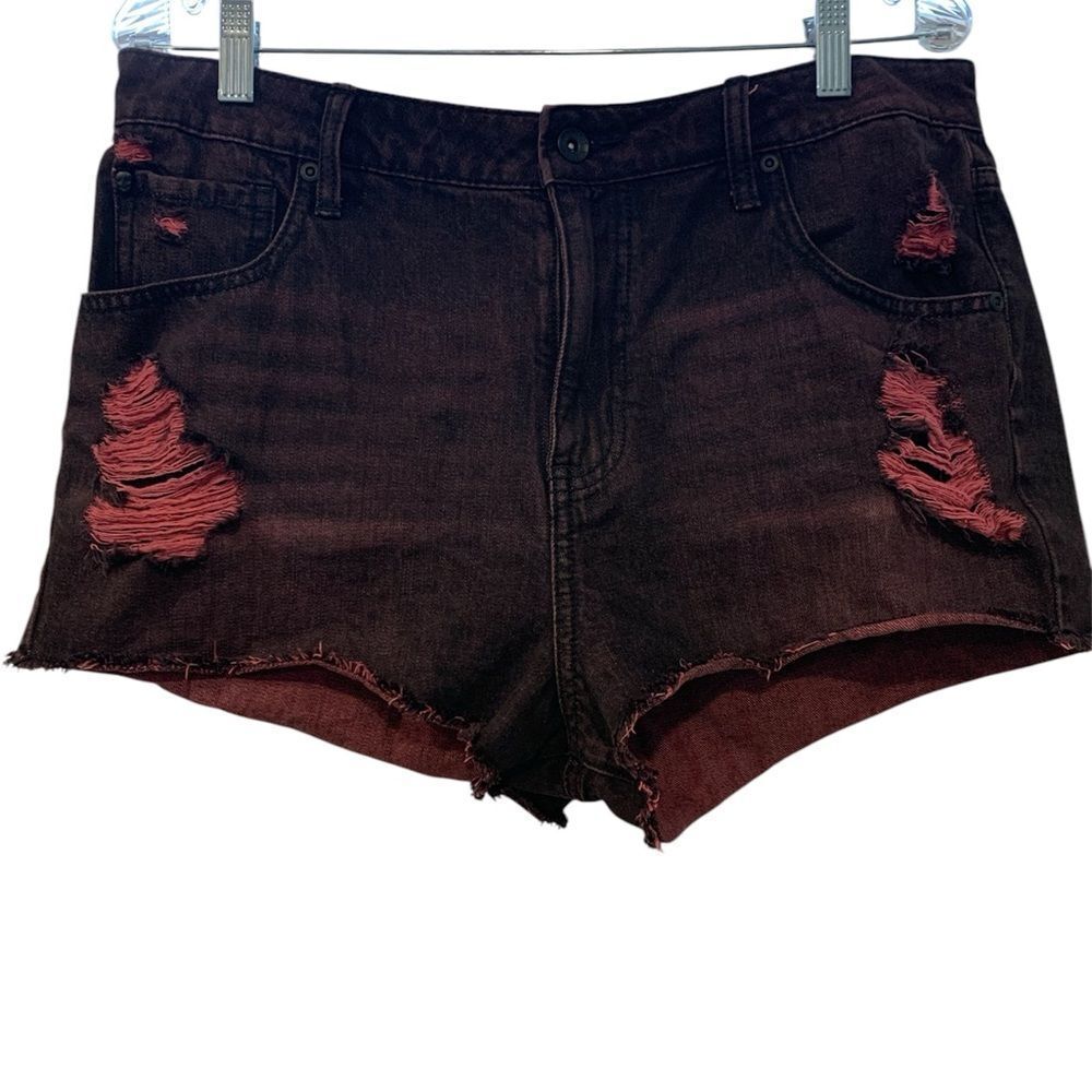 Blackheart Black Jean Shorts Distressed Frayed Hem